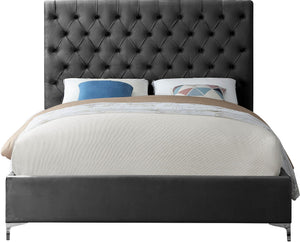 Robin Full Bed In Grey Velvet