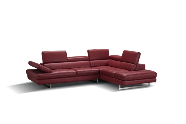Eliza Italian Leather Sectional Red In Right hand Facing
