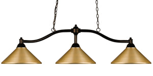 Chance 3 Light Billiard Light in Bronze Finish