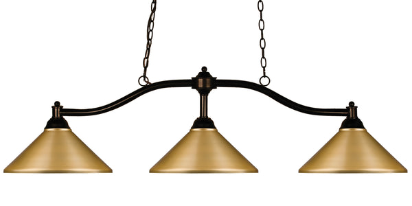 Chance 3 Light Billiard Light in Bronze Finish