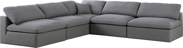 Carmen Cloud Modular Sectional In Grey Linen Fabric