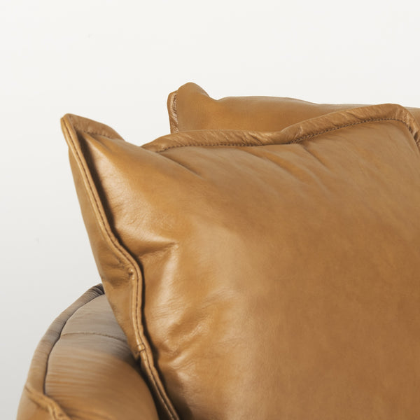 Lake Como 85.8L x 36.6W x 32.3H Tan Leather Three Seater Sofa