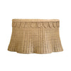 ROUND COFFEE TABLE WITH SCALLOPED DETAIL IN NATURAL WOVEN RATTAN