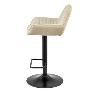 Luther Fabric Gaslift Swivel Bar Stool In Strata Cream (Set of 2)