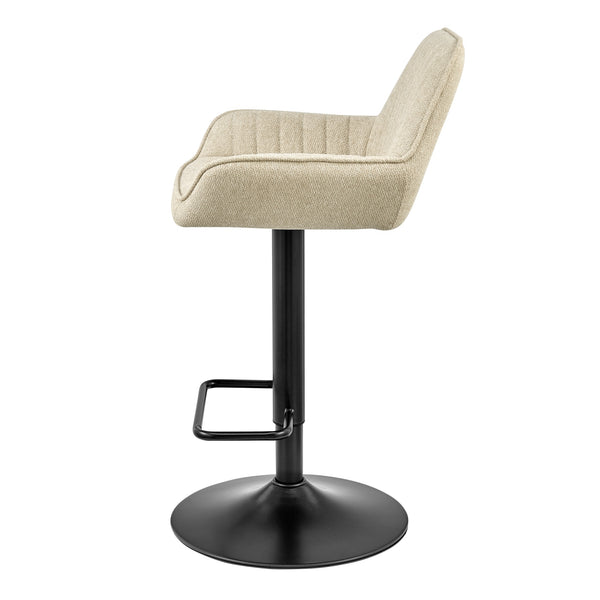 Luther Fabric Gaslift Swivel Bar Stool In Strata Cream (Set of 2)