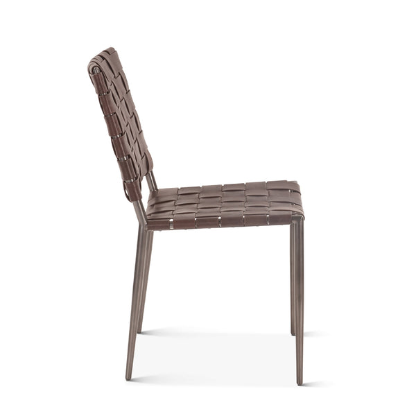 Copenhagen 18" Buffalo Leather and Iron Dining Chair, Brown