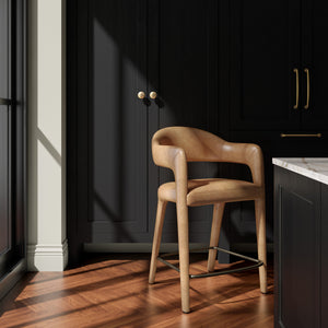 Martens Counter Stool in Brown Leather