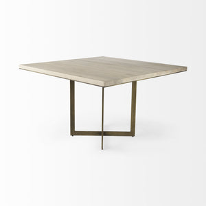 Faye I 48L x 48W x 30H Beige Finished Wood W/Gold Metal Base Square Dining Table