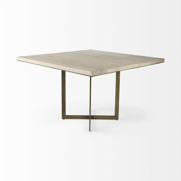 Faye I 48L x 48W x 30H Beige Finished Wood W/Gold Metal Base Square Dining Table