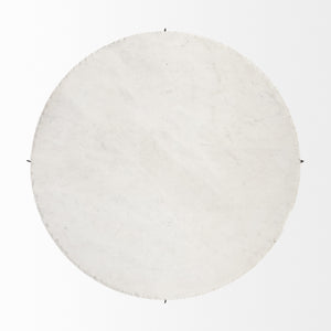 Reinhold 49" Round White Marble Top Gold Metal Base Coffee Table