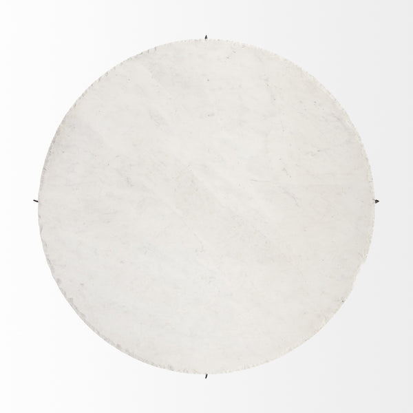 Reinhold 49" Round White Marble Top Gold Metal Base Coffee Table