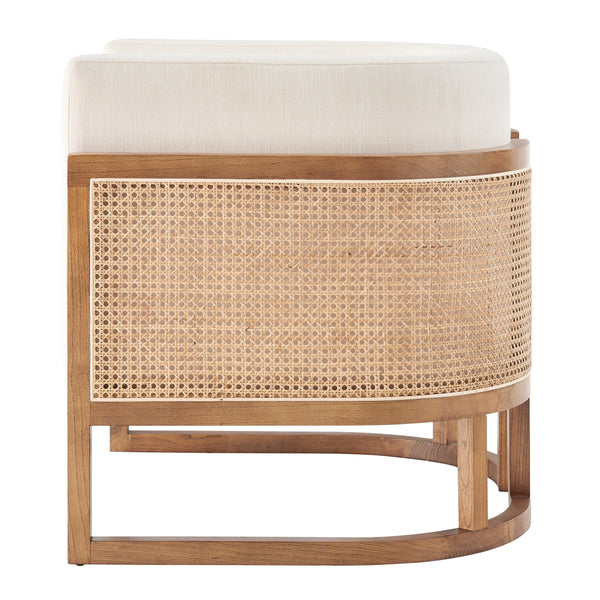 Velma Accent Arm Chair w/ Rattan, Shortbread/Natural