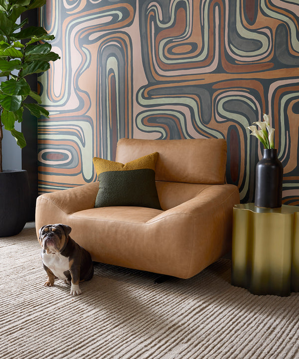 PAGET GLIDER LOUNGE CHAIR - CAMEL LEATHER