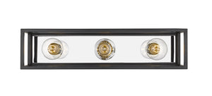 Kube 3 Light Vanity in Matte Black + Chrome Finish