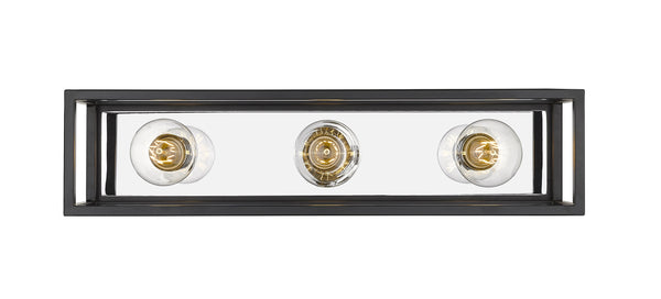Kube 3 Light Vanity in Matte Black + Chrome Finish