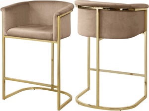 David Stool In Beige Velvet