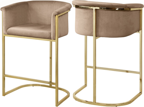 David Stool In Beige Velvet