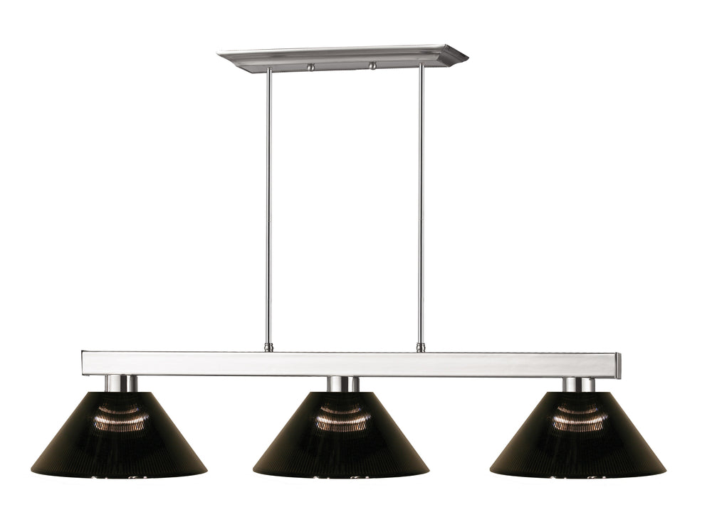 Players 3 Light Billiard Light in Brushed Nickel Finish