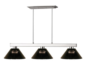 Players 3 Light Billiard Light in Brushed Nickel Finish