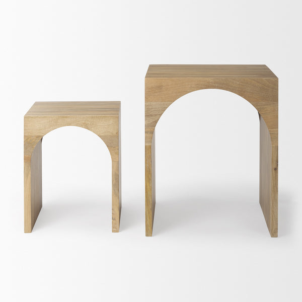 Chloe 20.0L x 20.0W x 24.0H Set of 2 Cottage Wood Nesting Accent Tables