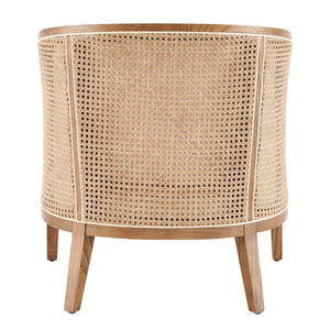 Tillman Fabric Accent Arm Chair w/ Rattan, Shortbread/Natural