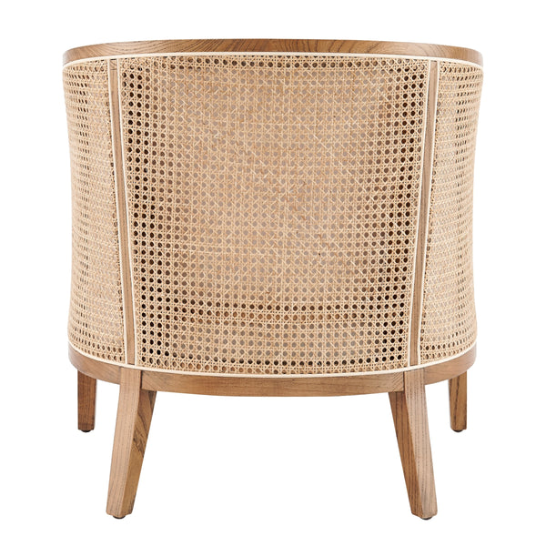 Tillman Fabric Accent Arm Chair w/ Rattan, Shortbread/Natural