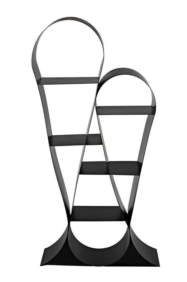 Zaha Industrial Steel Bookcase in Matte Black