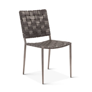 Copenhagen 18" Buffalo Leather and Iron Dining Chair, Black