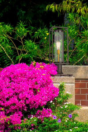 Dunbroch 1 Light Outdoor Pier Mounted Fixture in Deep Bronze + Outdoor Brass Finish