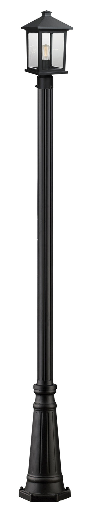 Portland 1 Light Outdoor Post Light in Black Finish