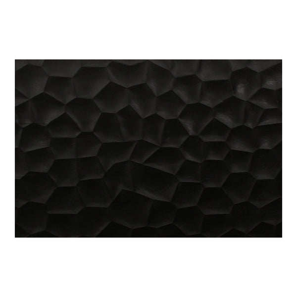 Misaki Queen Bed in Black with Carved Headboard