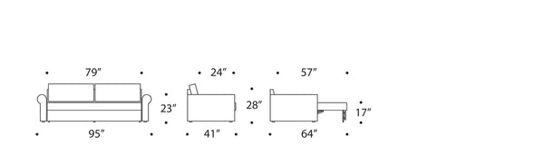VILANDER SOFA BED, ROLL ARMS, 57"X79"