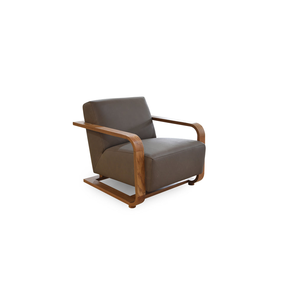 Moe's Eckersley Lounge Chair in Cool Brown Leather