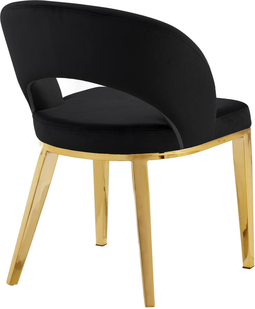 Caroline Dining Chair In Black Velvet and Gold