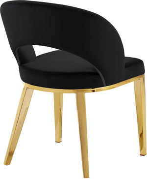 Caroline Dining Chair In Black Velvet and Gold