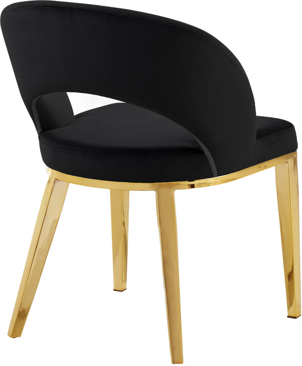 Caroline Dining Chair In Black Velvet and Gold