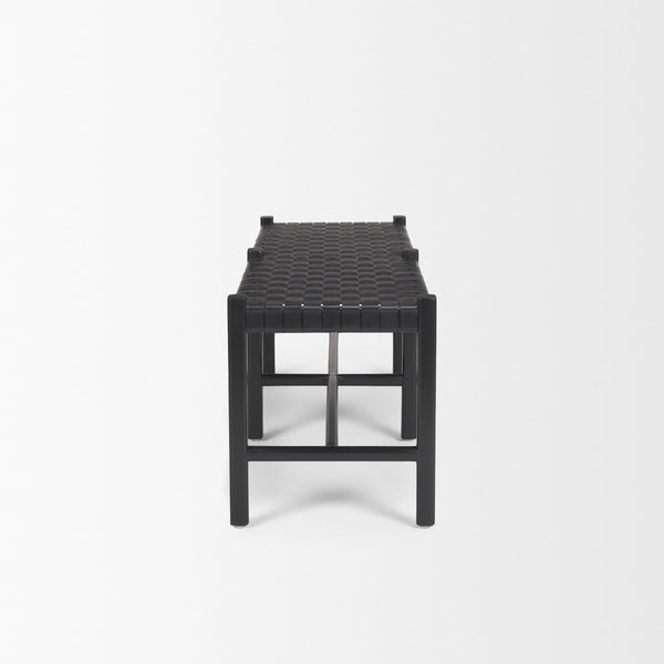 Shane Black Wood w/ Woven Black Leather Bench