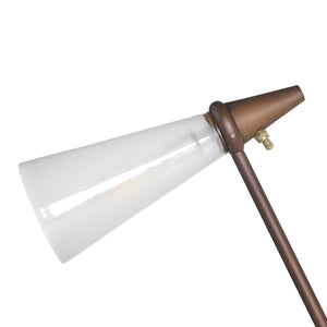Ludwig Floor Lamp In Rust And Frosted Glass And Clear Cord