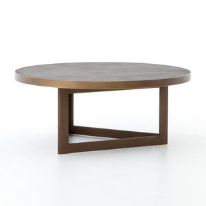 Shagreen Round Coffee Table-Antique Bras