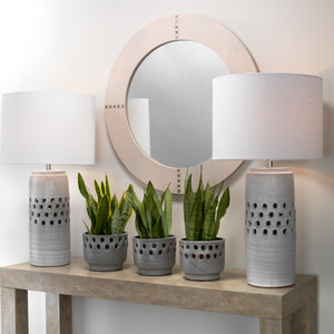 Round Cross Stitch Round Wall Mirror, White Hide