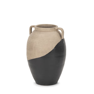 Tully Textured Matte Brown w/ Matte Black Short Ceramic Floor Vase