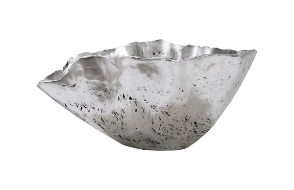 Cast Onyx Bowl, Silver Leaf, Large
