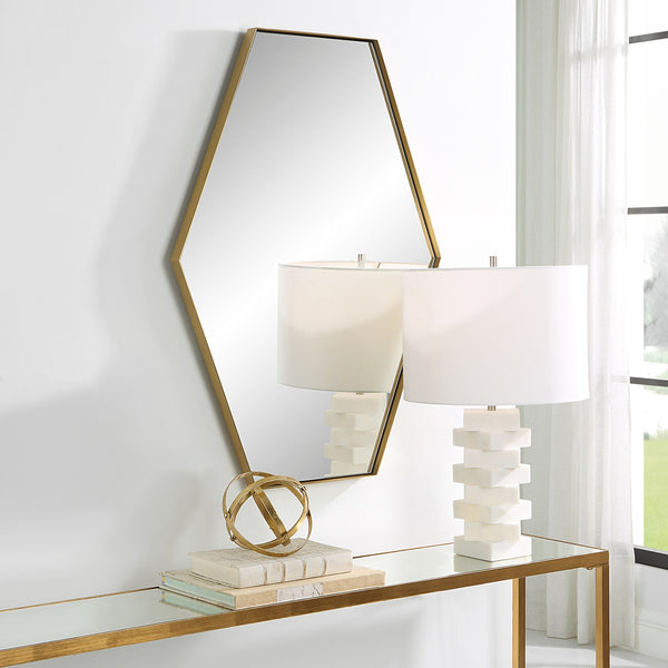 Ankara Brass Hexagon Mirror