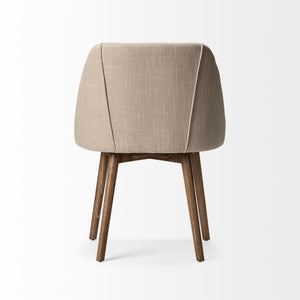 Ronald I Cream Fabric Wrap Brown Wooden Base Dining Chair