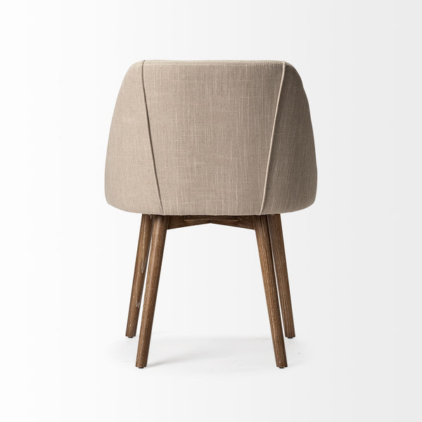 Ronald I Cream Fabric Wrap Brown Wooden Base Dining Chair