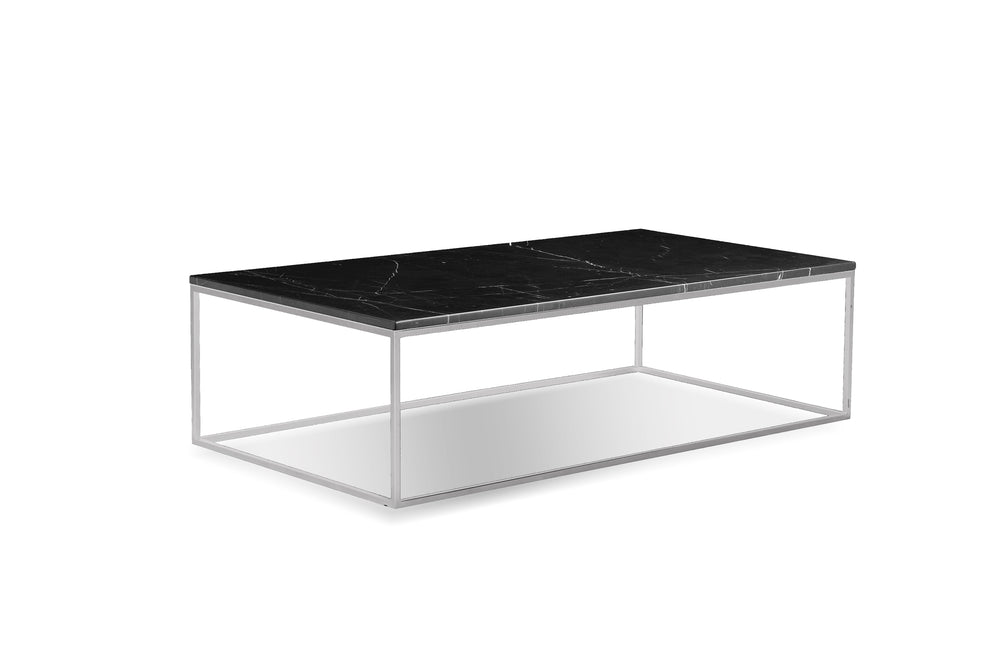 ONIX Coffee Table in semi-honed Black marble/Br. St. Base