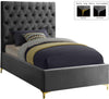 Robin Twin Bed In Grey Velvet