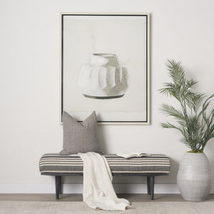 Shae Black Wood w/ Black and Cream Upholstered Bench