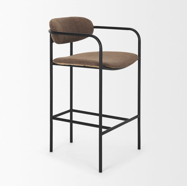 Parker Muted Brown Faux Leather w/ Black Metal Counter Stool
