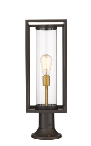 Dunbroch 1 Light Outdoor Pier Mounted Fixture in Deep Bronze + Outdoor Brass Finish
